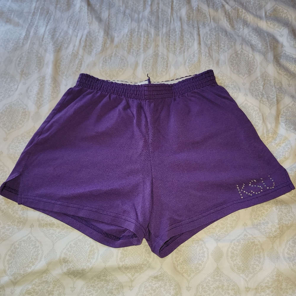 Purple Rhinestoned Soffe Shorts